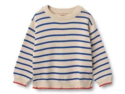 Wheat Morgan striktrøje true blue stripe i bomuld