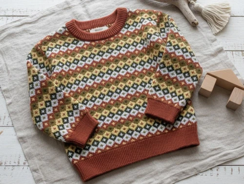 Wheat multi red jacquard pullover strik Elias