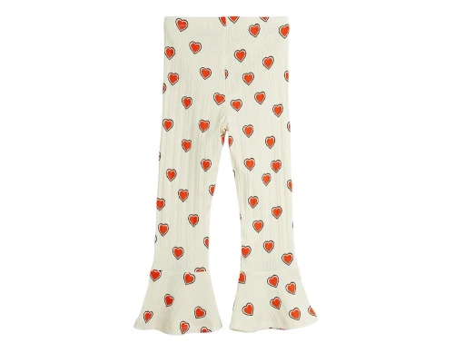 Mini Rodini bukser offwhite med svaj og hjerteprint