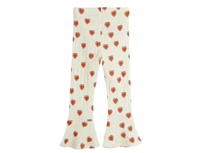 Mini Rodini bukser offwhite med svaj og hjerteprint