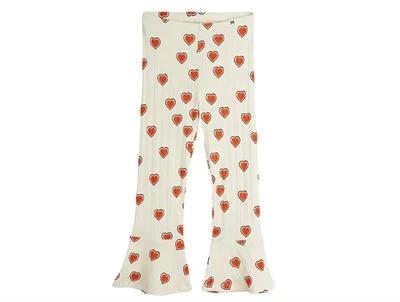 Mini Rodini bukser offwhite med svaj og hjerteprint