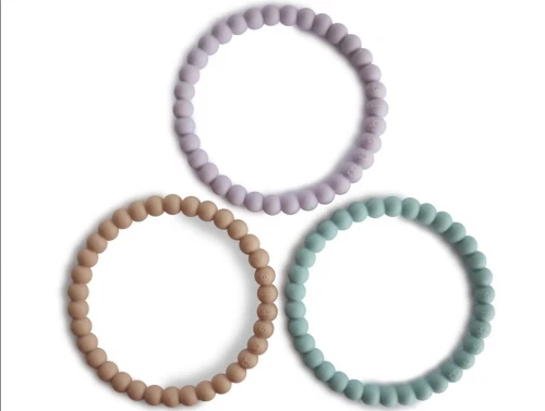 Mushie lilac/cyan/soft peach pearl bidering (3-pack)