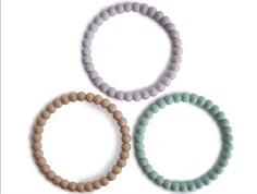 Mushie lilac/cyan/soft peach pearl bidering (3-pack)