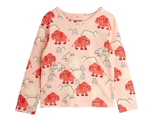 Langærmet T-shirt fra Mini Rodini med mammutprint set forfra