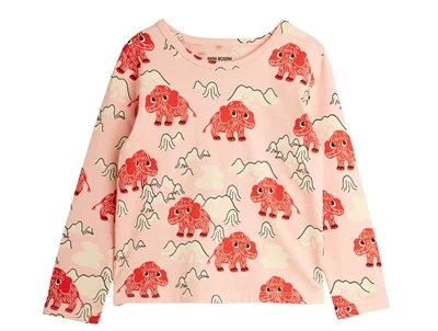 Langærmet T-shirt fra Mini Rodini med mammutprint set forfra