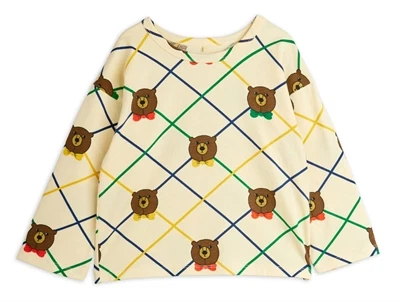 Mini Rodini langærmet T-shirt råhvid med bjørneprint