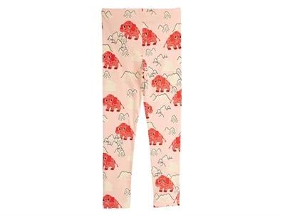 Leggings fra Mini Rodini med mammutprint i rosa set bagfra