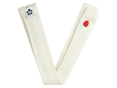 Pointelle leggings fra Mini Rodini i offwhite med jordbærbroderi