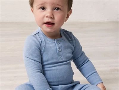 Barn iklædt MarMar body i modal i blue iris