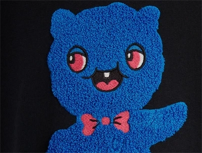 Mini Rodini sweatshirt i sort med alien chenillemotiv detalje