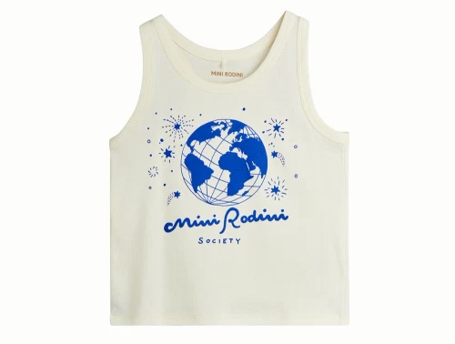 Mini Rodini tanktop i white med society print set forfra
