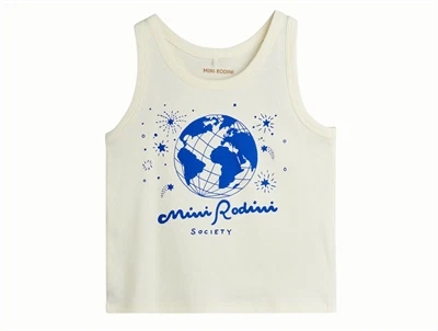 Mini Rodini tanktop i white med society print set forfra
