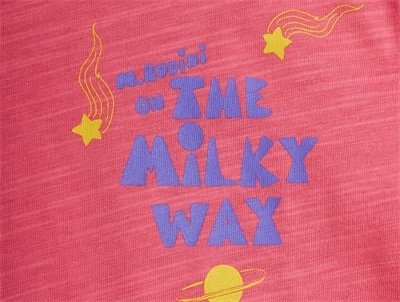Mini Rodini t-shirt i pink med milky way print detalje