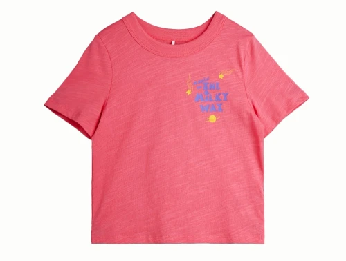 Mini Rodini t-shirt i pink med milky way print set forfra
