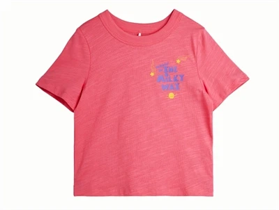 Mini Rodini t-shirt i pink med milky way print set forfra