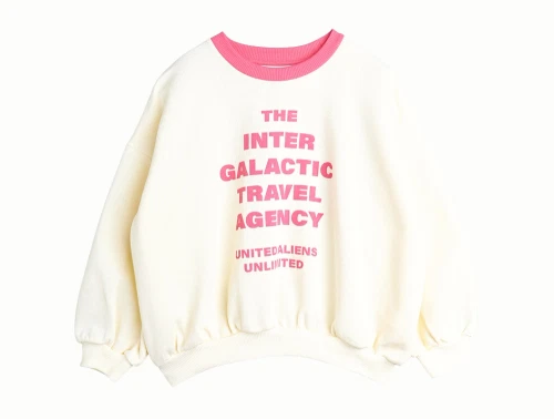 Mini Rodini sweatshirt i off-white med travel agency print set forfra