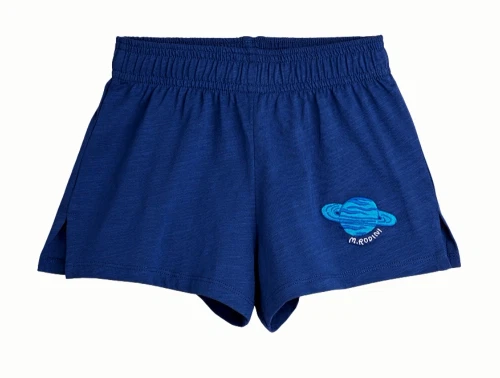 Mini Rodini shorts i blue med planet broderi set forfra