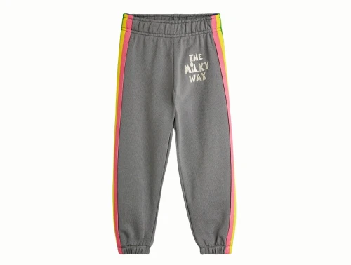 Mini Rodini sweatpants i grey med rainbow panel set forfra