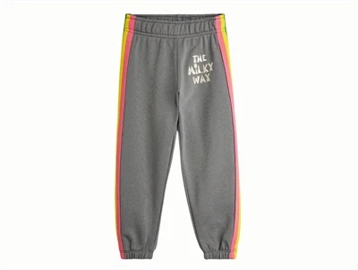 Mini Rodini sweatpants i grey med rainbow panel set forfra