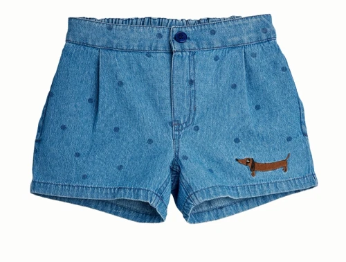 Mini Rodini shorts i blue med prikprint set forfra