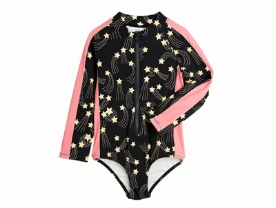 Mini Rodini uv badedragt i black med starfall print set forfra