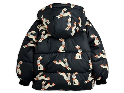 Mini Rodini puffer vinterjakke sort med kaninprint