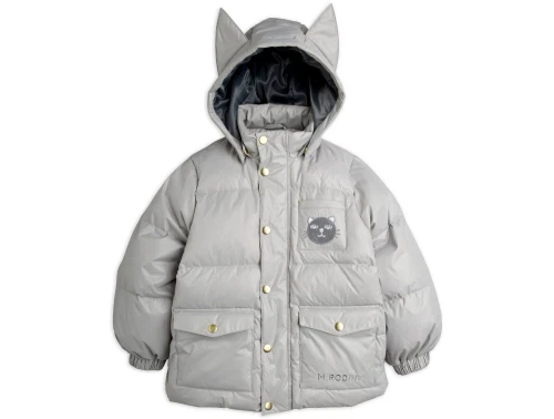 Mini Rodini puffer vinterjakke grå med katteører