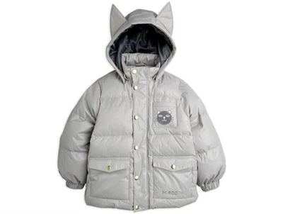 Mini Rodini puffer vinterjakke grå med katteører