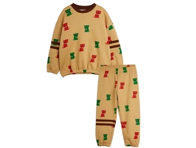 Mini Rodini sweatsæt beige med katteprint