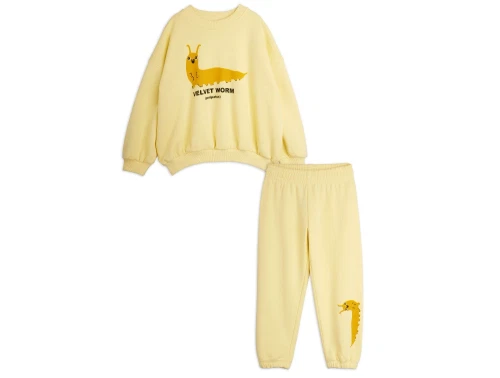 Mini Rodini sweatsæt gul med larvemotiv