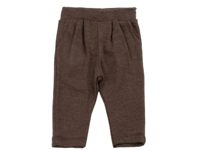 Joha bukser mørkebrun i merinould med elastik i taljen