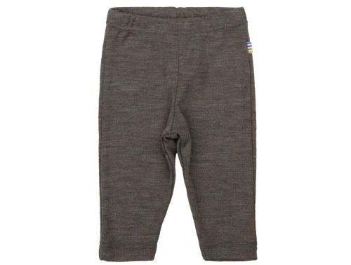 Joha leggings i brun melange merinould og silke med elastik i taljen