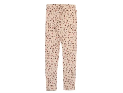 Joha leggings i off white merinould med blomsterprint