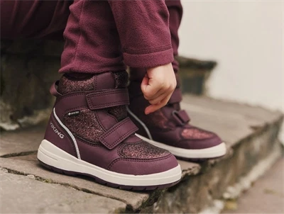 Viking vinterstøvle plum glitter med GORE-TEX på barn