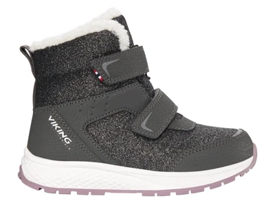 Viking Equip Glitter Warm WP 2V vinterstøvle charcoal/dusty pink med glitter
