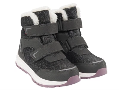 Viking Equip Glitter Warm WP 2V vinterstøvle charcoal/dusty pink med glitter