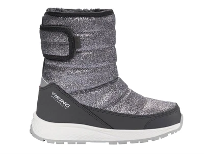 Viking Equip Glitter Warm WP Pull-on vinterstøvle mørkegrå med glitter