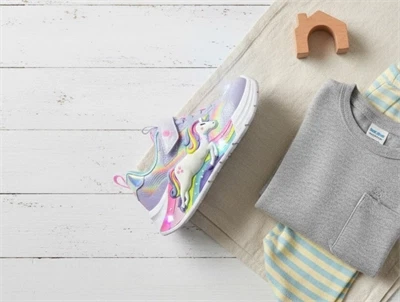 Skechers sneakers lavendel multifarvet med enhjørning og blinklys