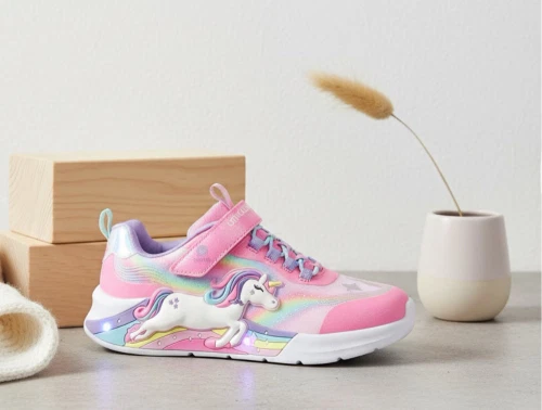 Skechers sneakers pink multifarvet med enhjørning og blinklys