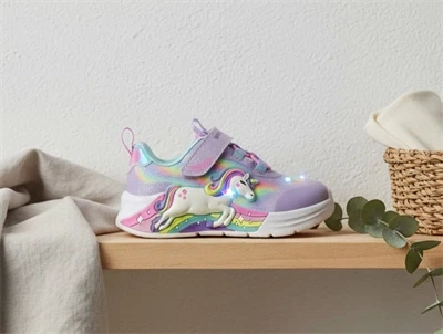 Skechers sneakers lavendel multifarvet med enhjørning og blinklys