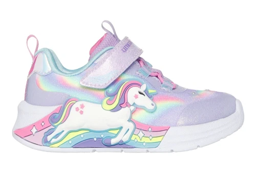 Skechers sneakers lavendel multifarvet med enhjørning og blinklys