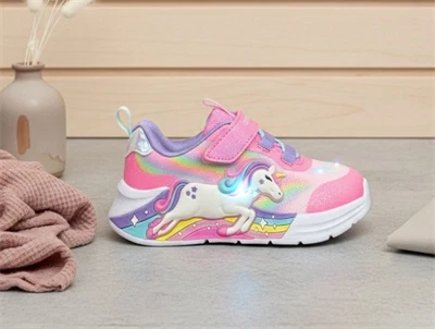 Skechers sneakers pink multifarvet med enhjørning og blinklys