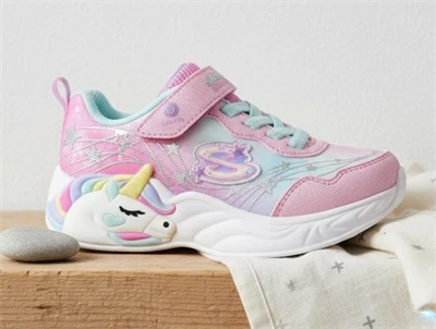 Skechers pink/turquoise unicorn dreams sneaker med blink