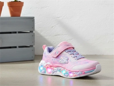 Skechers Eternal Heart Lights sneaker rosa med hjerter og blinklys