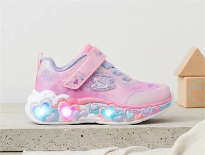 Skechers Eternal Heart Lights sneaker rosa med lys og hjerter til børn