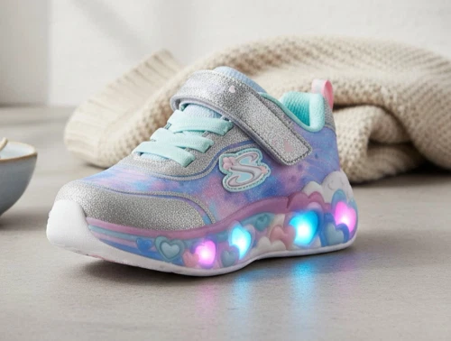 Skechers Eternal Heart Lights sneaker sølv med hjerter og blinklys