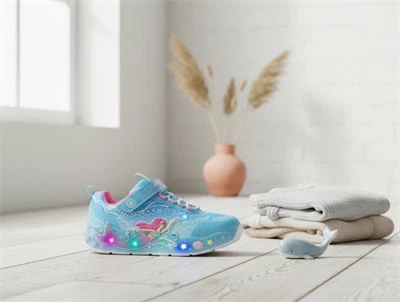 Skechers sneakers blå med havfrue og blinklys