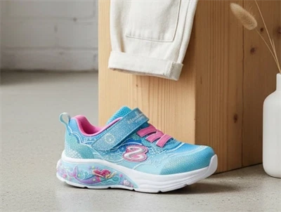 Skechers sneakers blå med havfrue og blinklys