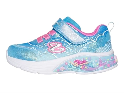 Skechers sneakers blå med havfrue og blinklys