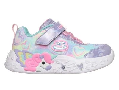 Skechers Unicorn Charmer Lil Heart Sparkles sneaker lilla med blinklys og enhjørning